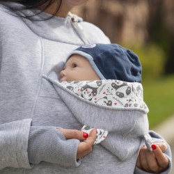 Памучен суитшърт за бебеносене Simply - Grey Panda  